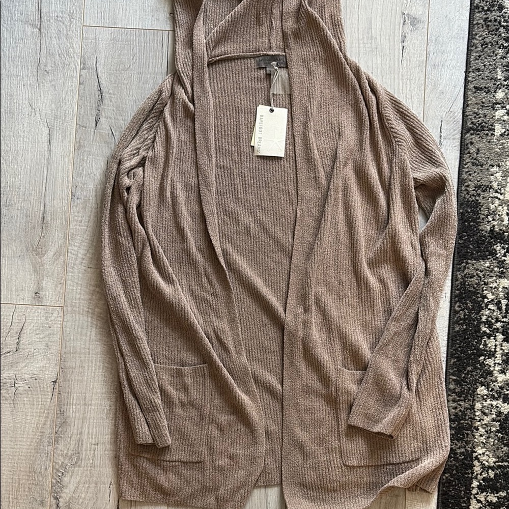 Barefoot dreams Cozy Tan Hooded Cardigan